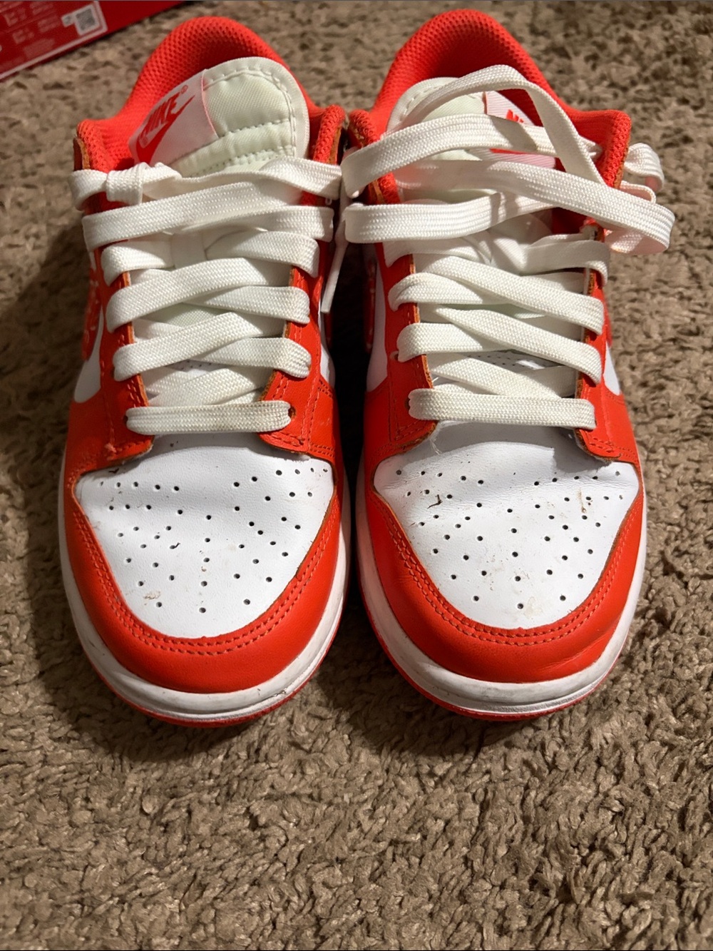 Nike Kids Low-Top Sneakers in White and Bright Orange